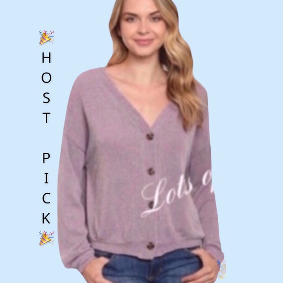 Sweaters - ❌DONATED❌Lavender Purple V-neck Button Front Oversized Knit Sweater Top